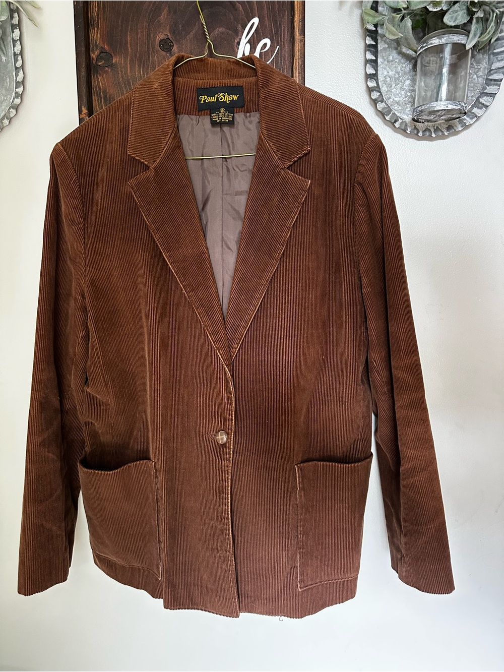 Women's Vintage Paul Shaw Brown Corduroy Blazer Jacket